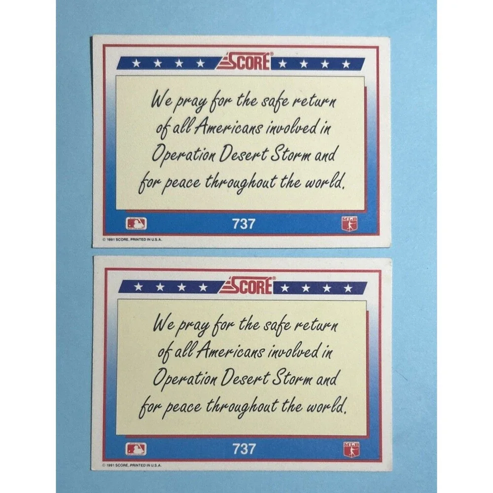 (2) American Flag Cards,  1991 Score Card #737 U.S.A